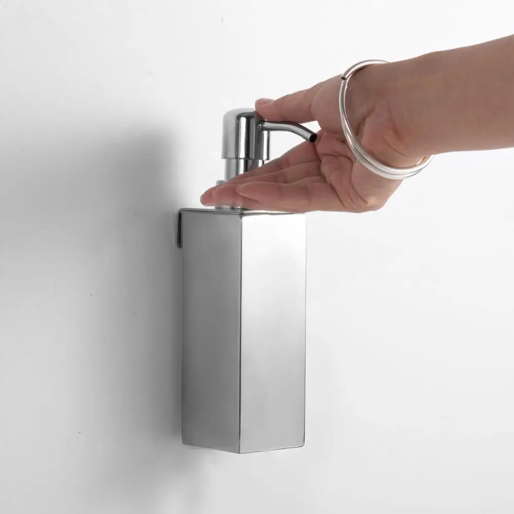 Дозатор для жидкого мыла 180 мл из нержавеющей стали настенный квадратный |