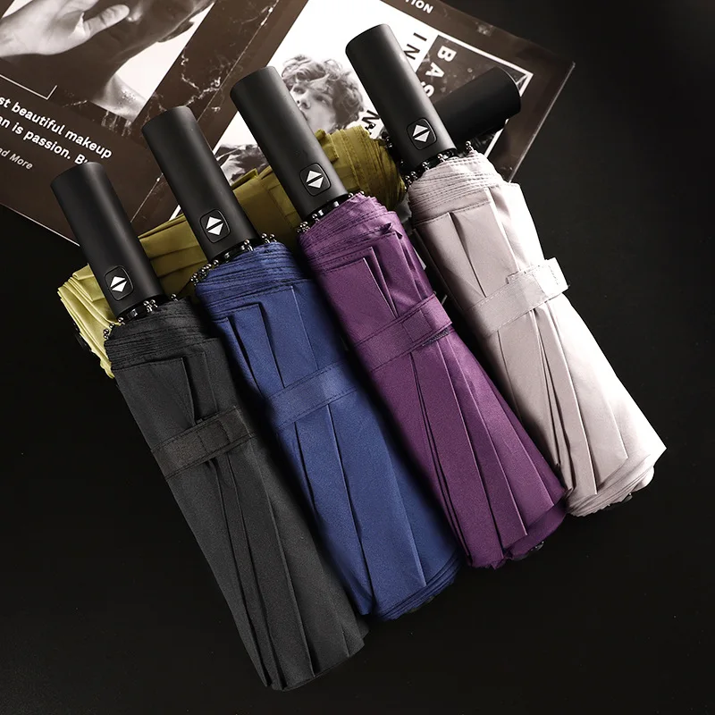 

12 Bone Windproof Automatic Umbrella MenBusiness Solid Color Folding Umbrella Luxury Big Windproof Umbrellas for Men B50