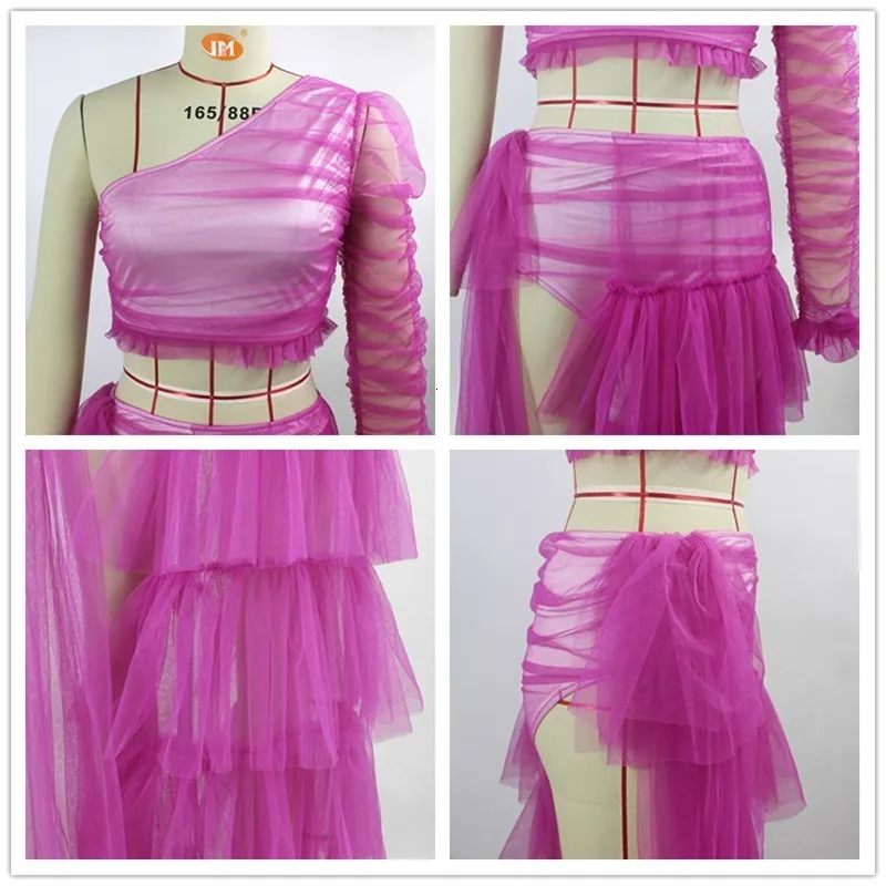 Fuedage Осенний сексуальный комплект из двух предметов Женский сетчатый пышный на