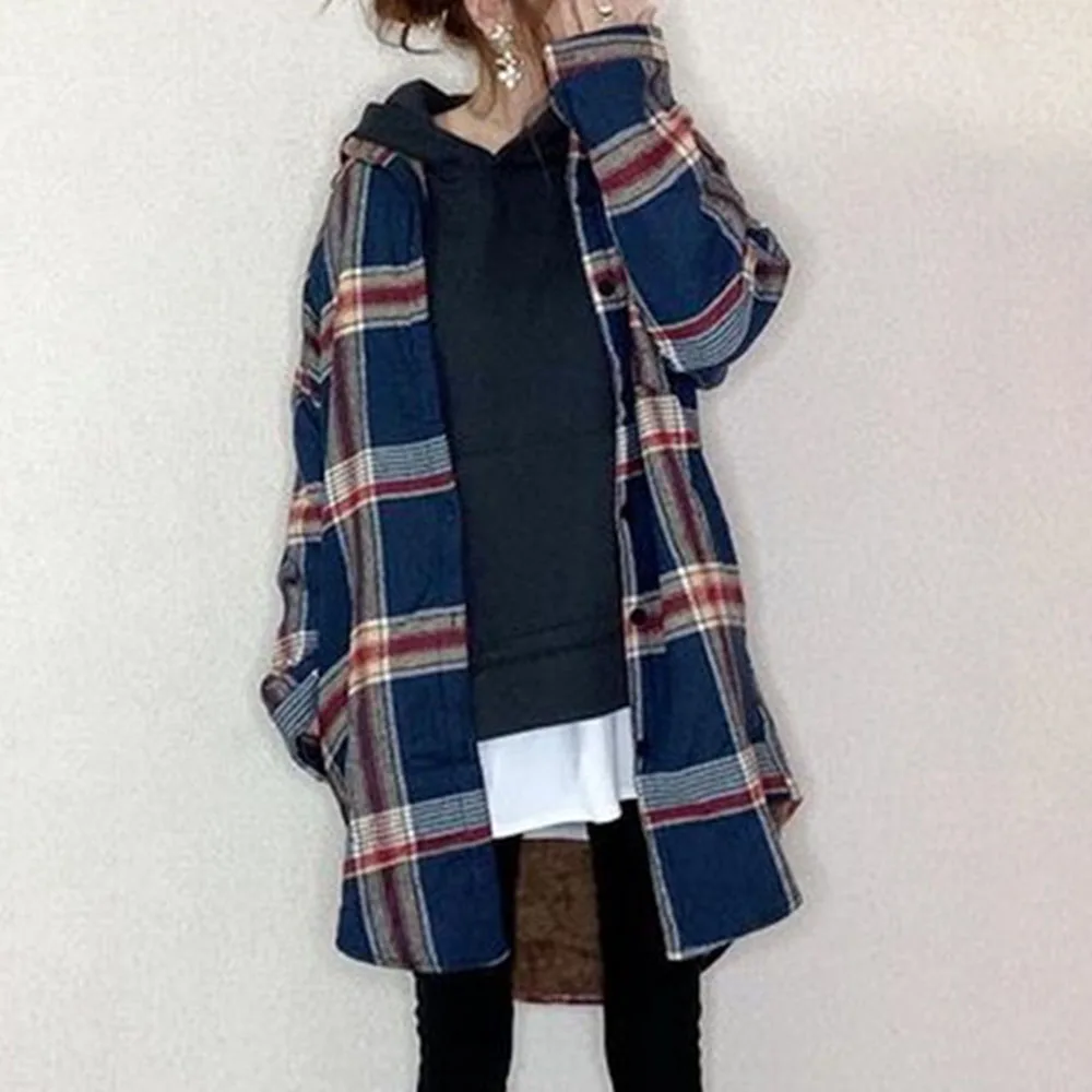 Women's Blouse Casual Plaid Long Sleeve Straight Single Korean Fashion Ladies Shirt Spring Autumn New Classic Feminine Clothes | Женская