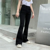 elastic high waist micro flared jeans for women vintage slim trumpet fishtail pants feme trousers 2021 spring summer new