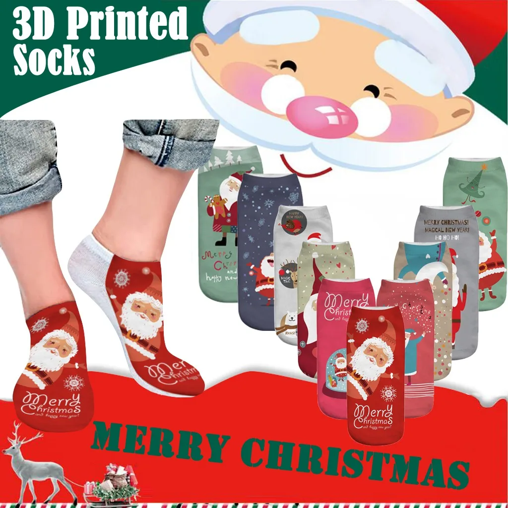 

top selling Casual Work Business Socks 3D Christmas Santa Elk Printing Medium Sports Socks Support Wholesale and Dropshipping