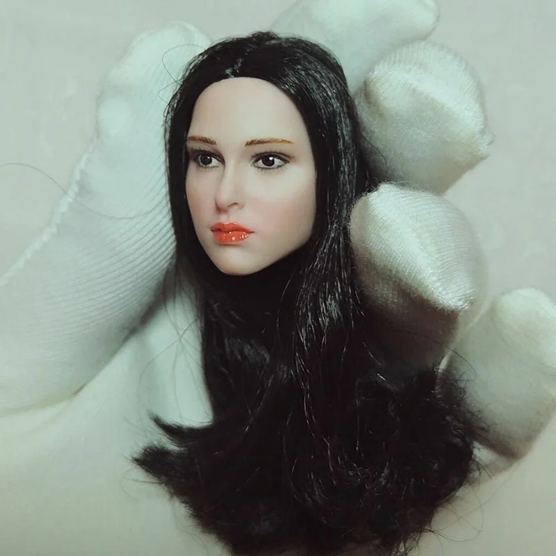 

1/6 Natalie Portman Head Sculpt Black Long Hair Female Soldier Head Carving Fit 12'' Action Figure Body Dolls
