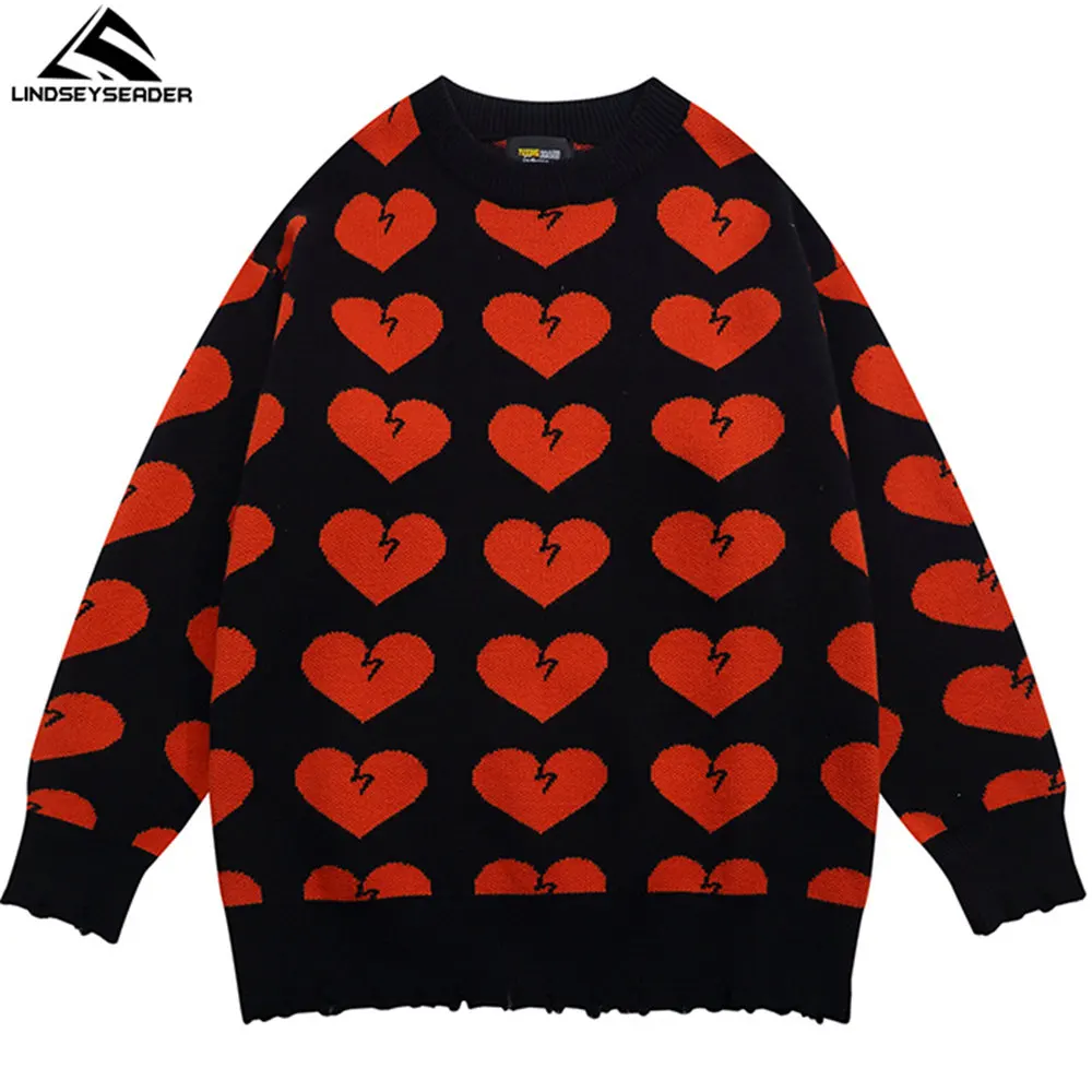 

Мужской пуловер с вышивкой и надписью, Трикотажный Свитер оверсайз в стиле Харадзюку, одежда для улицы, 2021