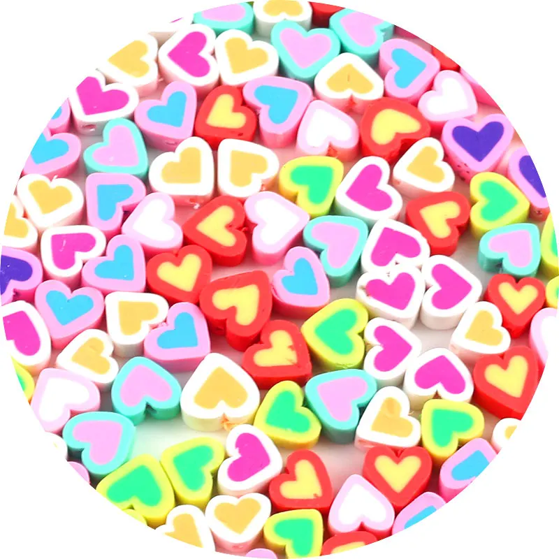 

Colorful Heart Beads Polymer Clay Spacer Loose Beads for Jewelry Making Charms Bracelet DIY Necklace Accessories 30pcs 10mm