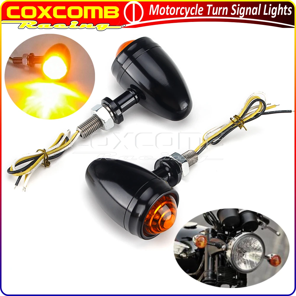 

For Honda Harley Cruiser Chopper Yamaha Honda Universal Motorcycle Flasher Amber Lens Blinker Bullet Turn Signal Light 10mm Bolt