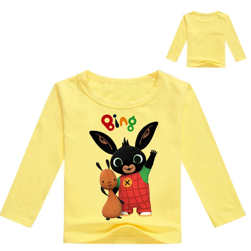 От 2 до 16 лет смешной кролик Bing футболки топы с длинными рукавами для мальчиков