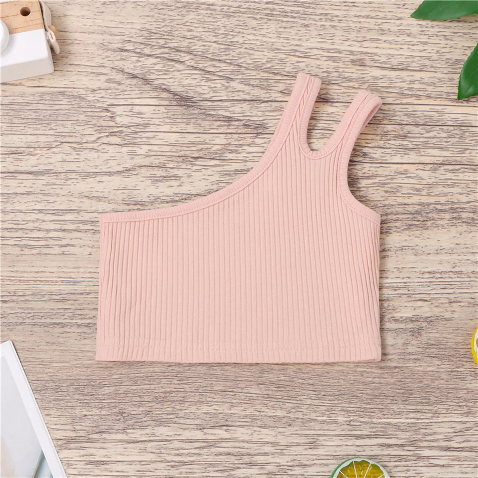 

Детские безрукавки на бретелях для девочек, летние майки, однотонные с разрезом, на одно плечо, без рукавов, облегающие детские повседневные...