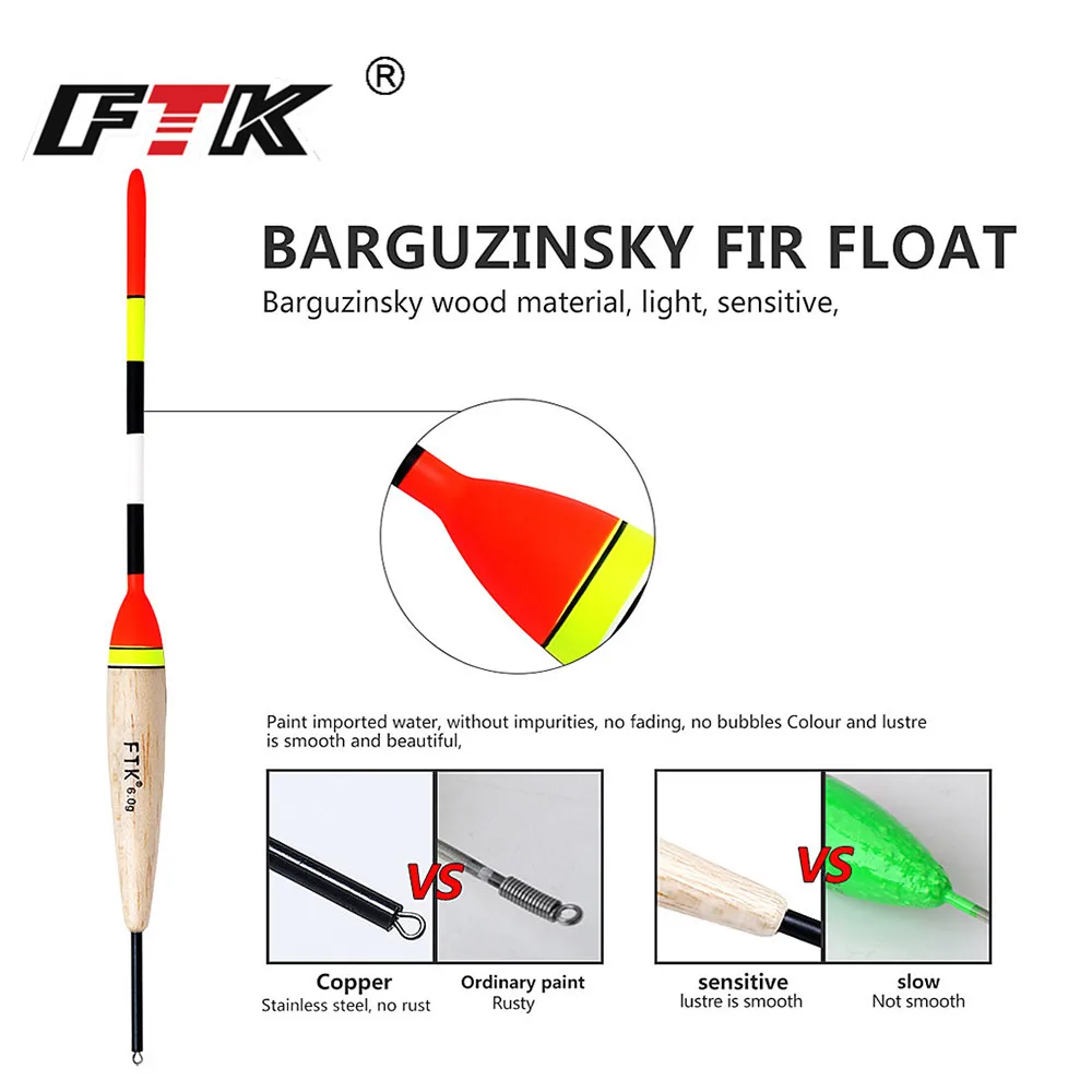 FTK Barguzinsky Fir Light On The Dark 5Pcs/Lot Fishing Float Length  19-23cm Float Weight  2g-6g  For Carp Fishing