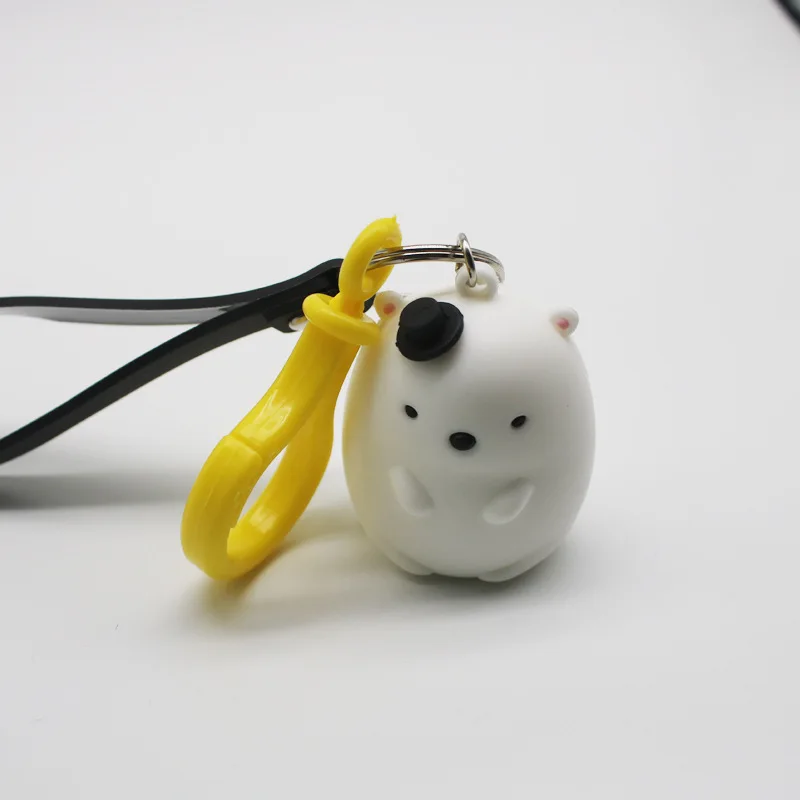 

2020 Cartoon Keychains Corner Biological Polar Bear Dinosaur Corner Biological PVC Soft Plastic Doll Key Chain Women Bag Pendant
