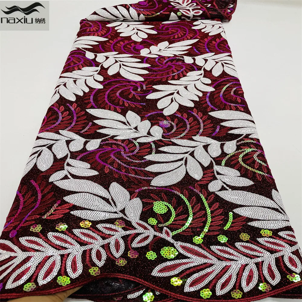 

Нигерийская африканская Тюлевая ткань Madison, 2022 французское Сетчатое кружево, вышивка блестками, сетчатая бархатная ткань для платья, матери...