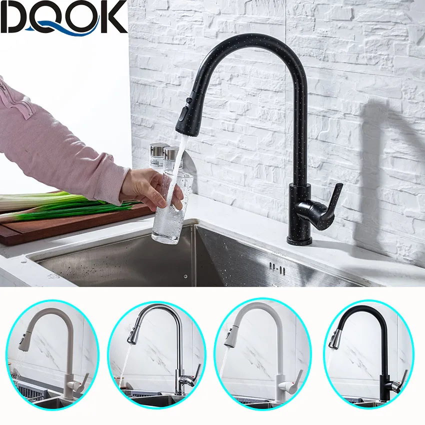 

Kitchen Faucet Blacked Single Handle Pull Down White Kitchen Tap Single Hole Brushed Nickle Faucets Water Mixer Tap