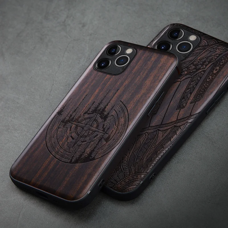 elewood ebony wood for iphone 13 7 8 plus 12 mini 11 pro max x xs xr se2020 silicon bumper case phone protective back cover hull free global shipping