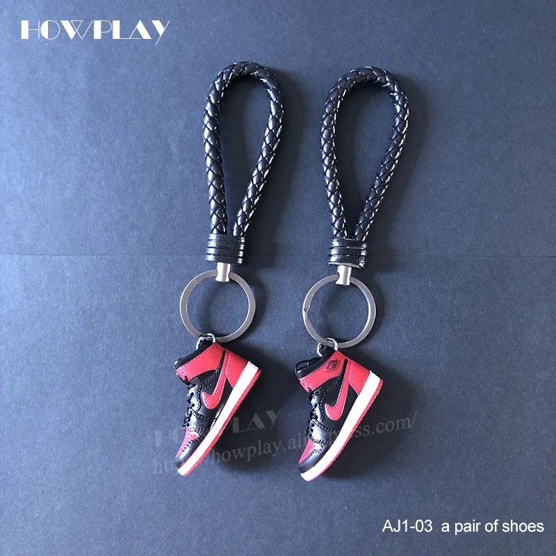 a-pair-AJ1-jinchuan Howplay Mini Sneakers Basketball Shoes Keychain 3D Backpack Pendant Bag Charm AJ1 OW Creative Gifts Keyring for1/6 Soldier Doll - Цвет: a-pair-AJ1-jinchuan