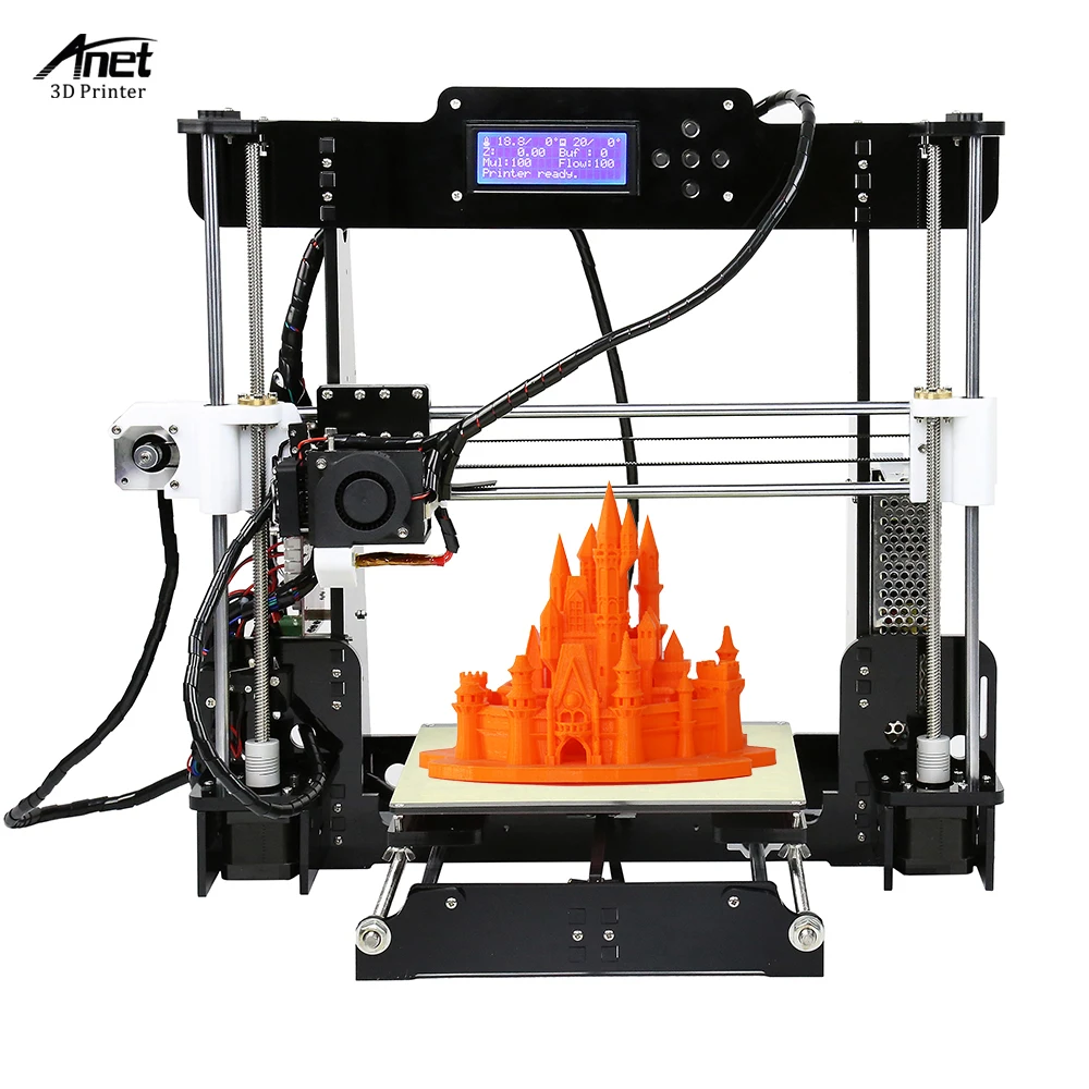 Anet A8 3D Printer Kit 3D Printer MK8 Extruder Nozzle Desktop Self Assembly Acrylic Frame LCD Screen Standard with 10M Filament