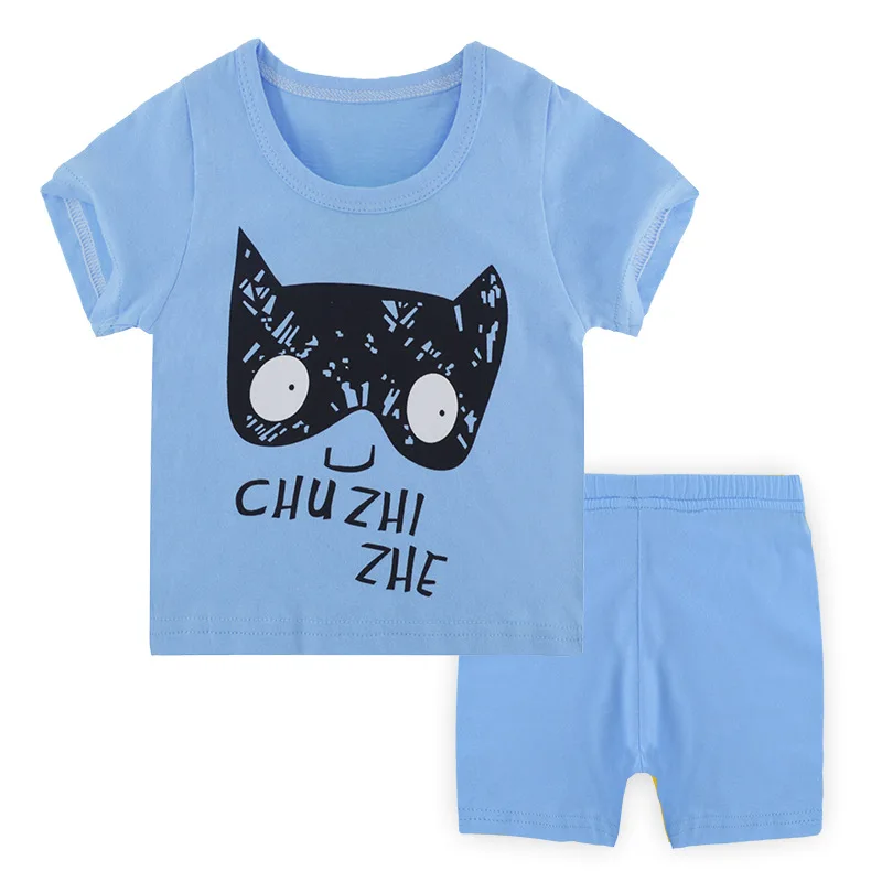 

New 2020 Kids Boys Clothing Sets Summer Cartoon Print Short Sleeve O-Neck T-Shirt Tops with Shorts Girls Cotton Pajama Sets