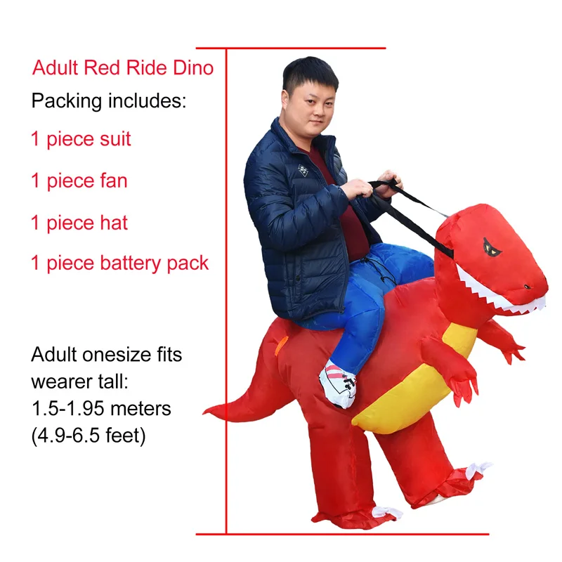 JYZCOS T-Rex надувной костюм динозавра, костюмы на Хэллоуин для детей, взрослых, косплей, вечерние, маскарадный костюм Пурим, карнавальные костюмы - Цвет: Adult Red Rider
