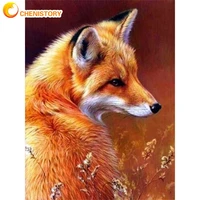 chenistory frameless painting by numbers kits cute foxes animal diy oil paint unique gift 40x50cm living room wall art crafts