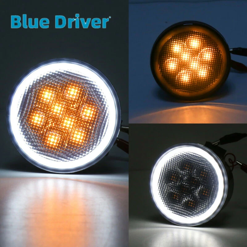 

Передний светодиодный Янтарный поворотник для Jeep Wrangler JK 07-18 кольцо ореола DRL дымовая линза Совместимость с 2007-2017 автомобильные инструменты ...