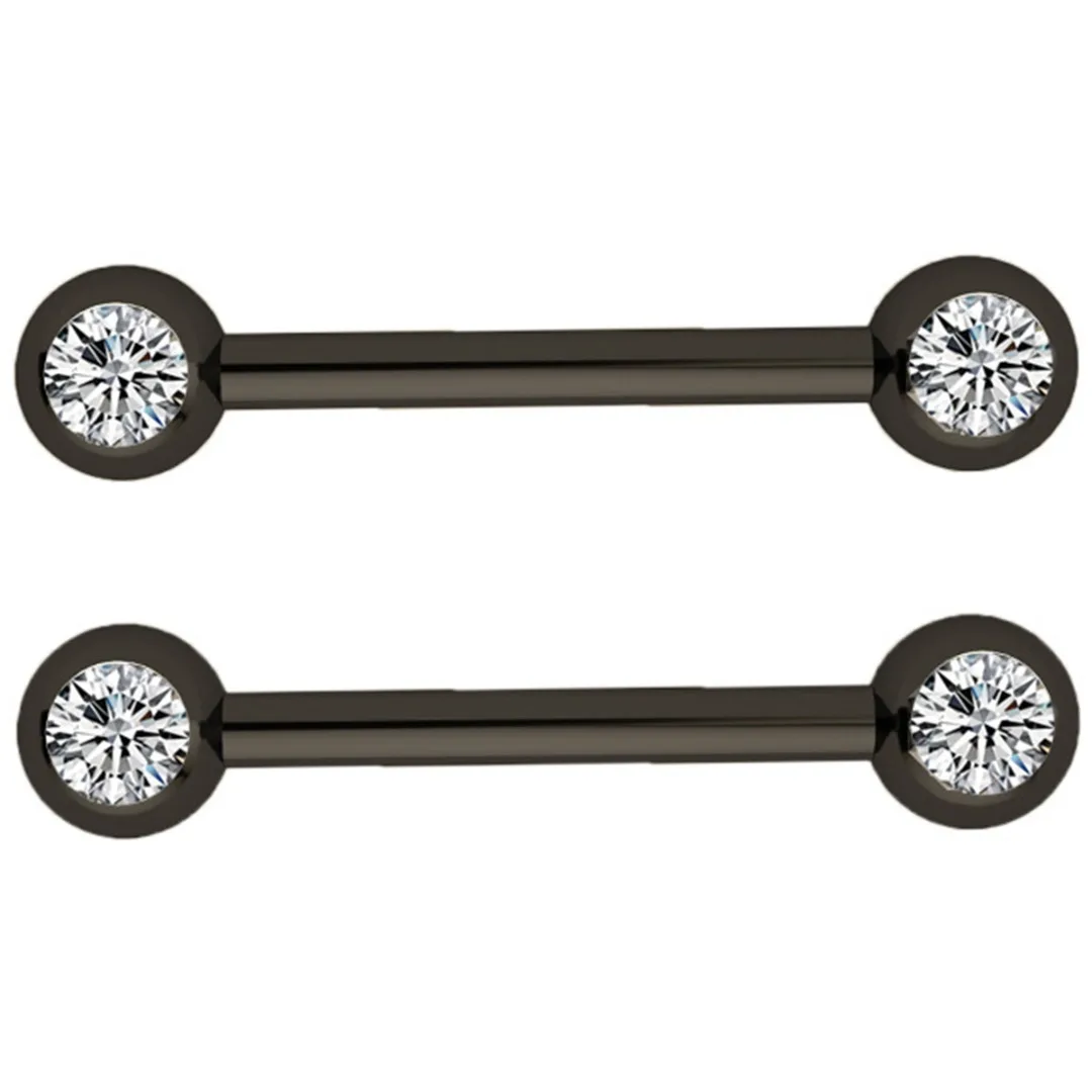 Punk Stainless Steel Barbell Tongue Nipple Ring Piercing For Women Men Zircon Crystal Nipple Ring Body Jewelry Piercing 1PC