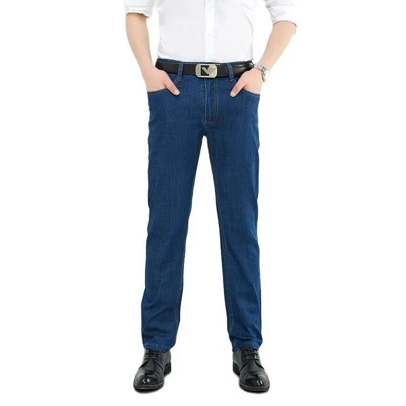 

2021 New Men Business Style Slim fit Straight Jeans Fashion Classic Blue male Stretch Casual denim trousers Plus Size 40
