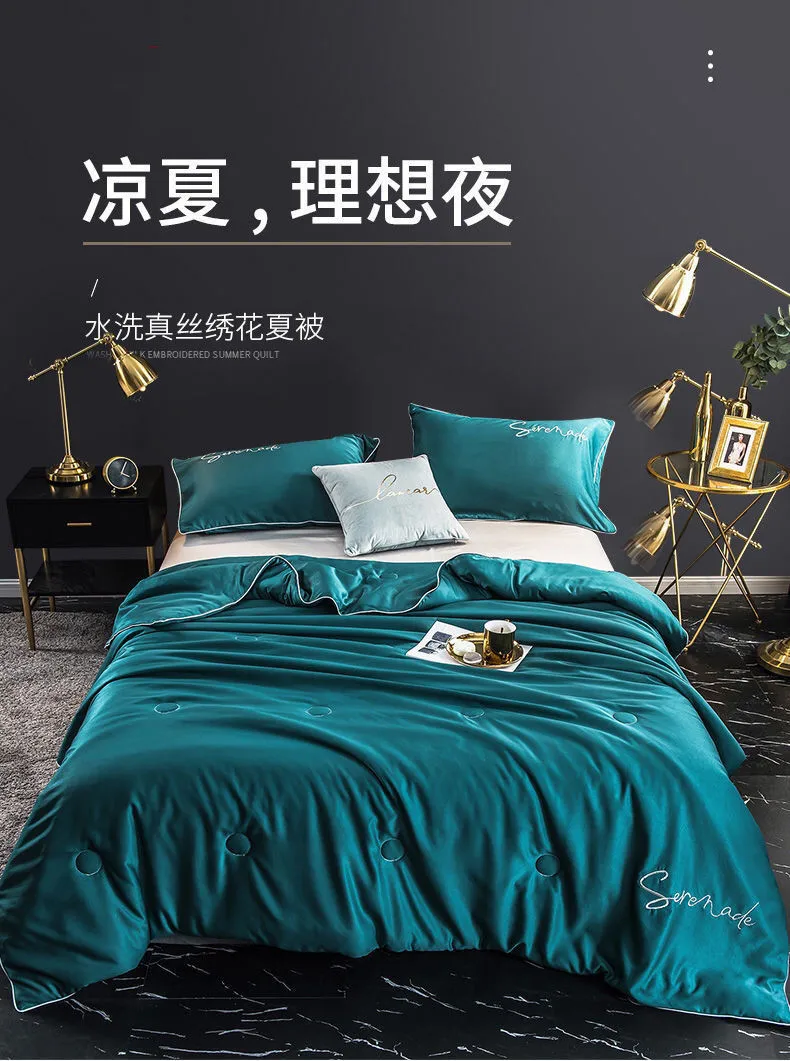 

Летнее моющееся одеяло из тенсела, летнее охлаждающее летнее одеяло из ледяного шелка, летнее тонкое двойное одеяло из тенсела