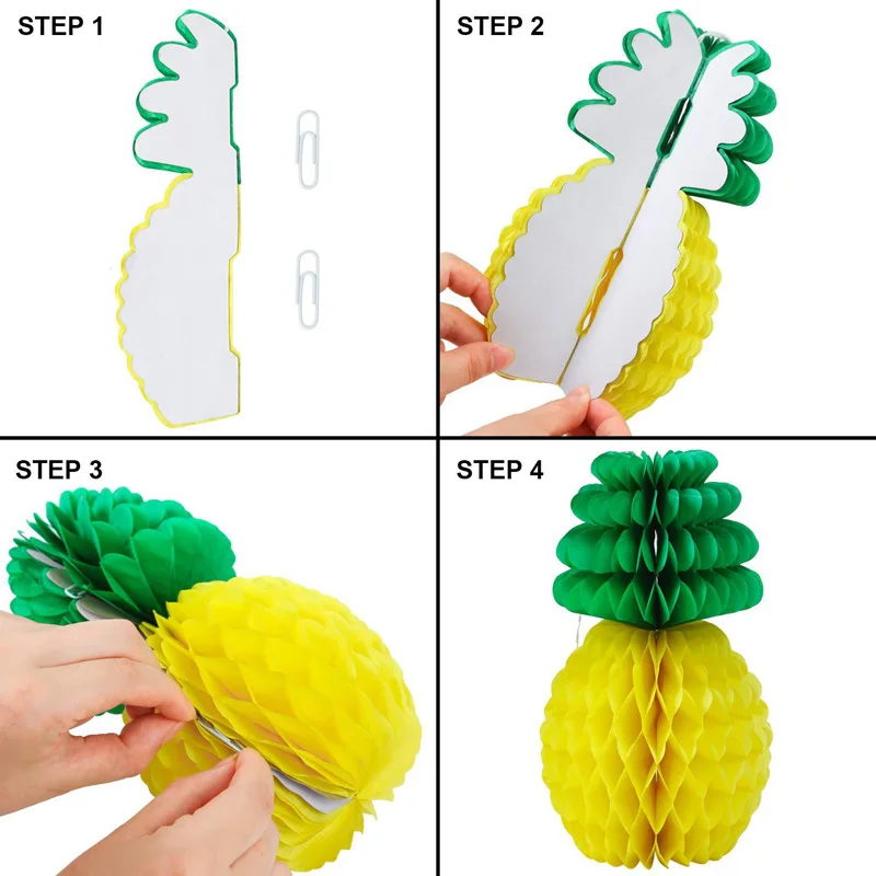 8 inch 12 Paper Pineapple Honeycombs Table Decoration Hanging Hawaii Jungle Summer Party | Дом и сад