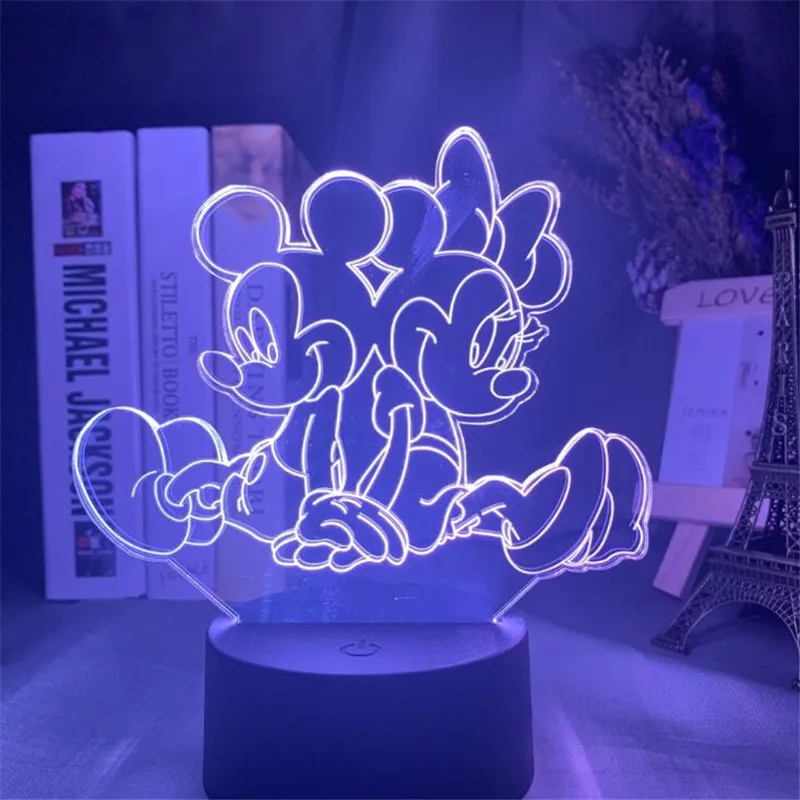 Светодиодсветодиодный лампа Минни Микки Маус из мультфильма Disney ночсветильник