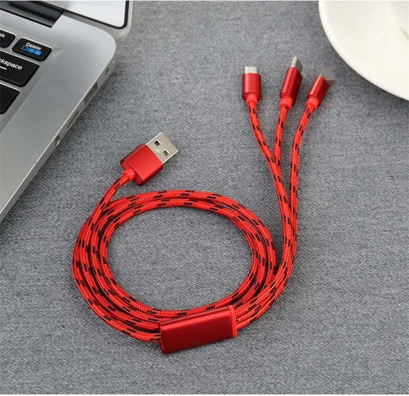 3 в 1 USB зарядное устройство кабель для iPhone X 8 7 6 5 Micro usb type C samsung Galaxy S9 S8 Быстрая