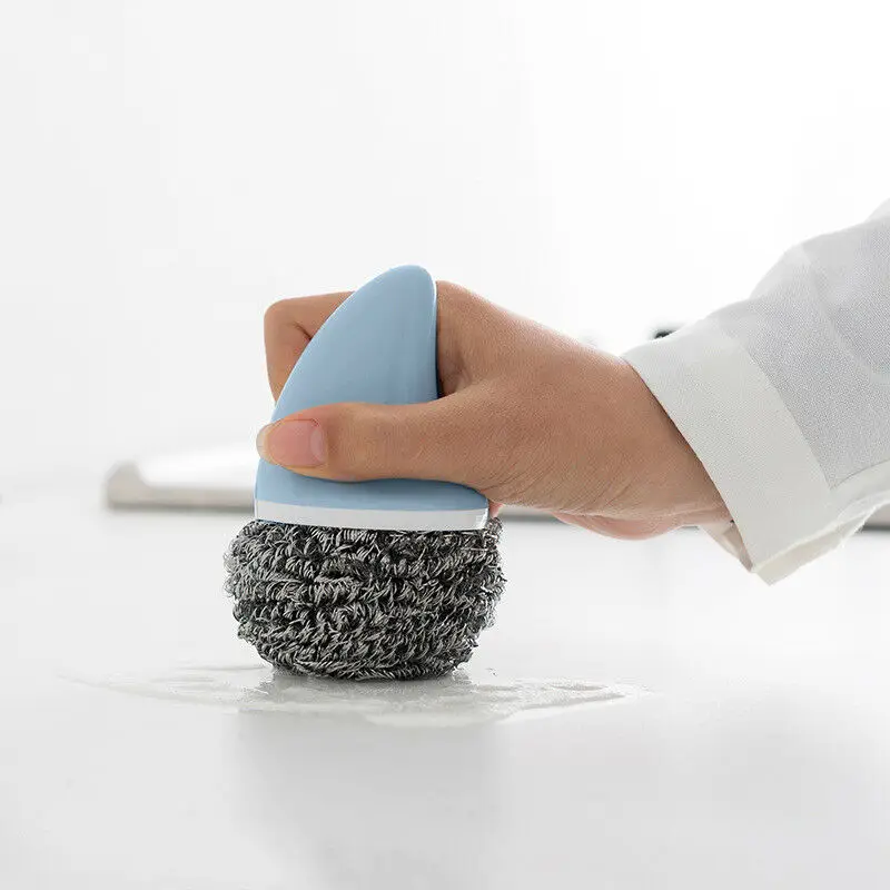 Чистящая Щетка из стальной шерсти с ручкой Шариковая щетка нержавеющей стали