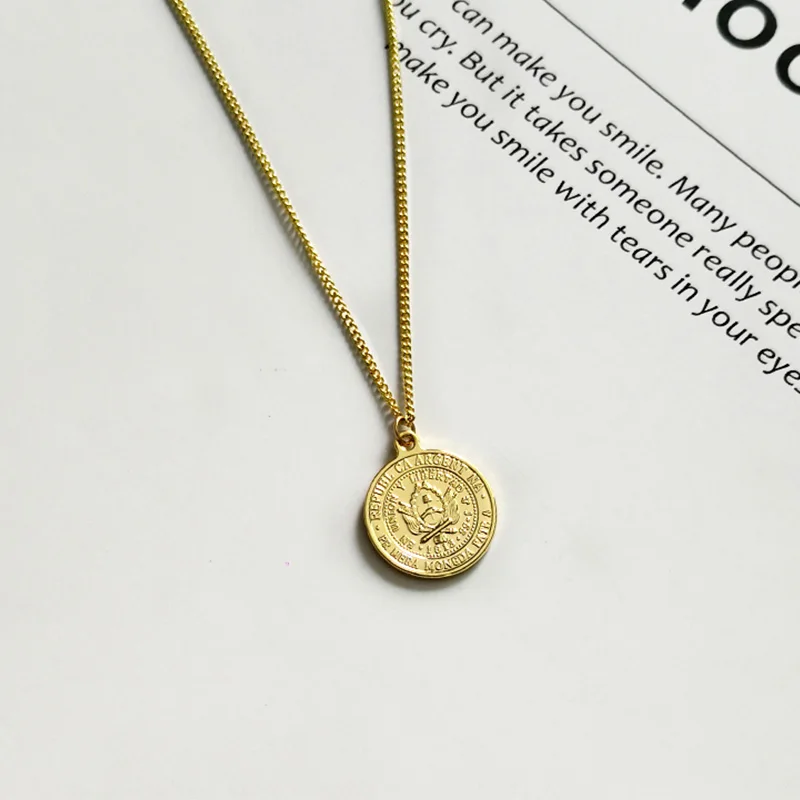 Peso Gold Peri'sbox модное Золотое медальон в форме монеты ожерелье королева елизания ожерелье с портретом шикарные золотые подвески для женщин - Окраска металла: Peso Gold