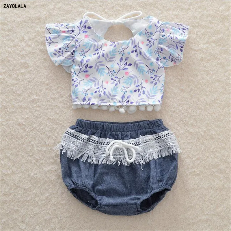 Одежда для маленьких девочек укороченный топ + короткие шорты комплект из 2