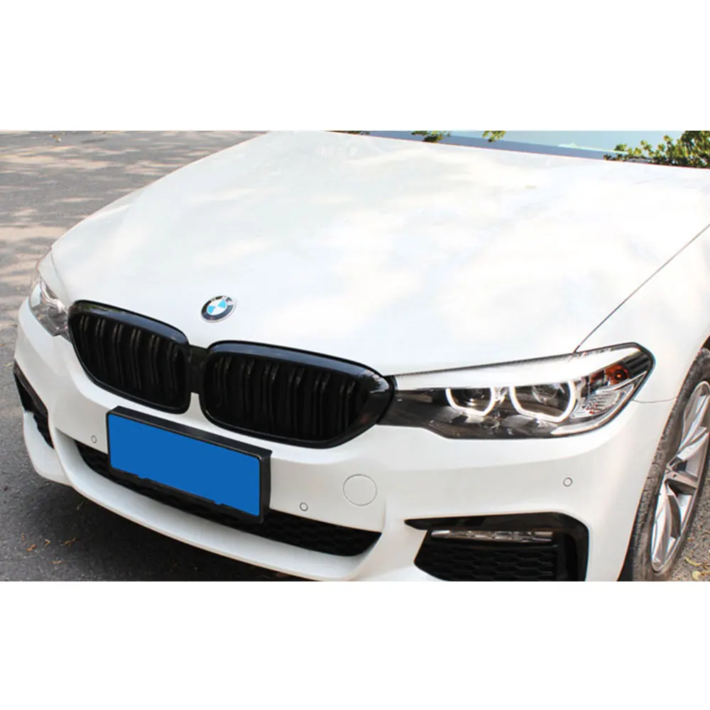 

Front Bumper Grille Grill Single Double Slat For BMW 5 Series G30 G38 2017-2020 Carbon Fiber Tricolor Black