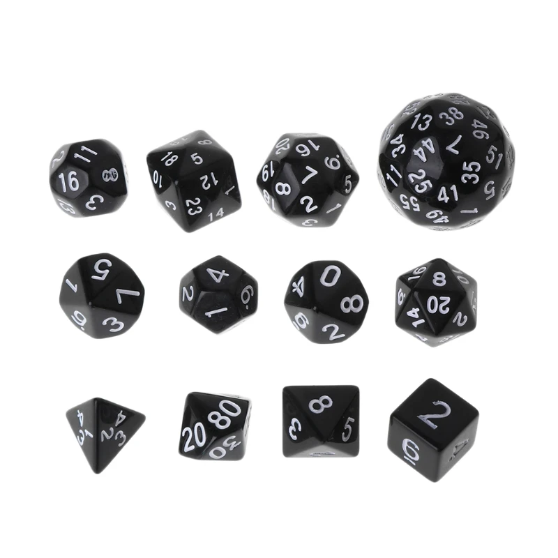 

12pcs/Set Multi-sided Polyhedral Dice D4 D6 D8 D10 D12 D20 D24 D30 D60 Dungeons