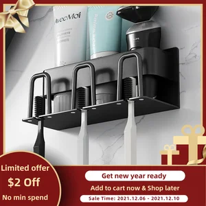 toothbrush holder bathroom toothpaste storage rack with cup holder wall mounted razor stand organizer shelf bathroom accessories free global shipping