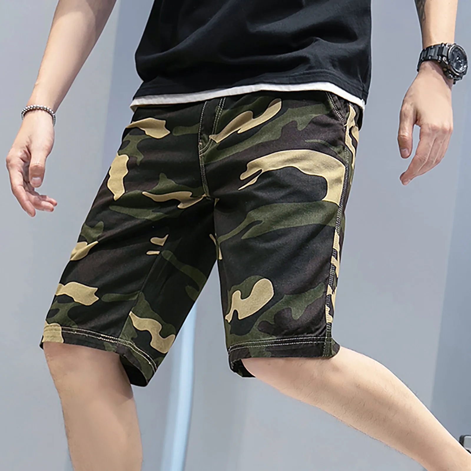 

Men's Shorts Hot 2021 Summer Casual Cotton Men's Fashion Camouflage Pocket Pants Cotton Five-point Shorts Overalls Shorts