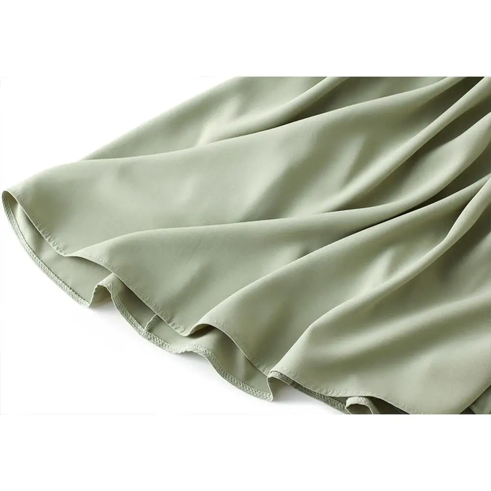 

SISHION Summer Long Pleated Skirt VD2075 Women Black Blue Green Apricot Midi Skirt