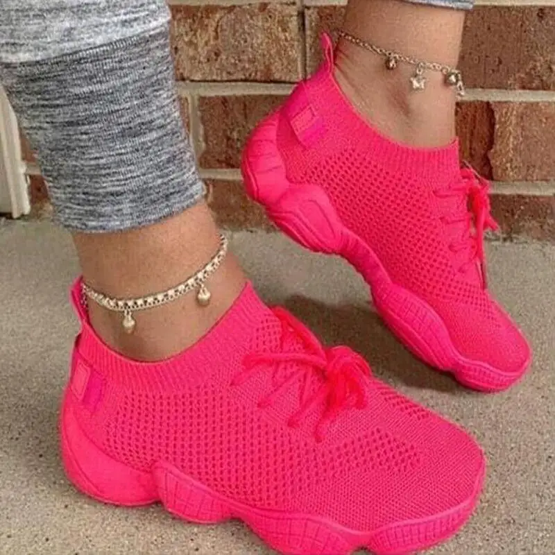 Женские светильник Фли на плоской подошве легкие дышащие сетчатые кроссовки