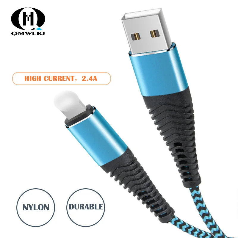 Usb-кабель для iPhone X XR 8 7 Plus 2.4A быстрое зарядное устройство нейлоновый материал 1 м