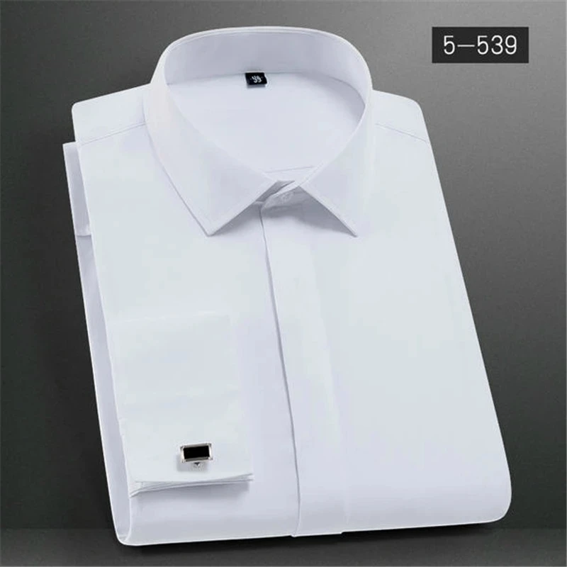 New Fashion Stand Collar Long Sleeve Slim Fit Soft Comfortable Social Dress Shirts Men Party Wedding Male Tuxedo White Shirts