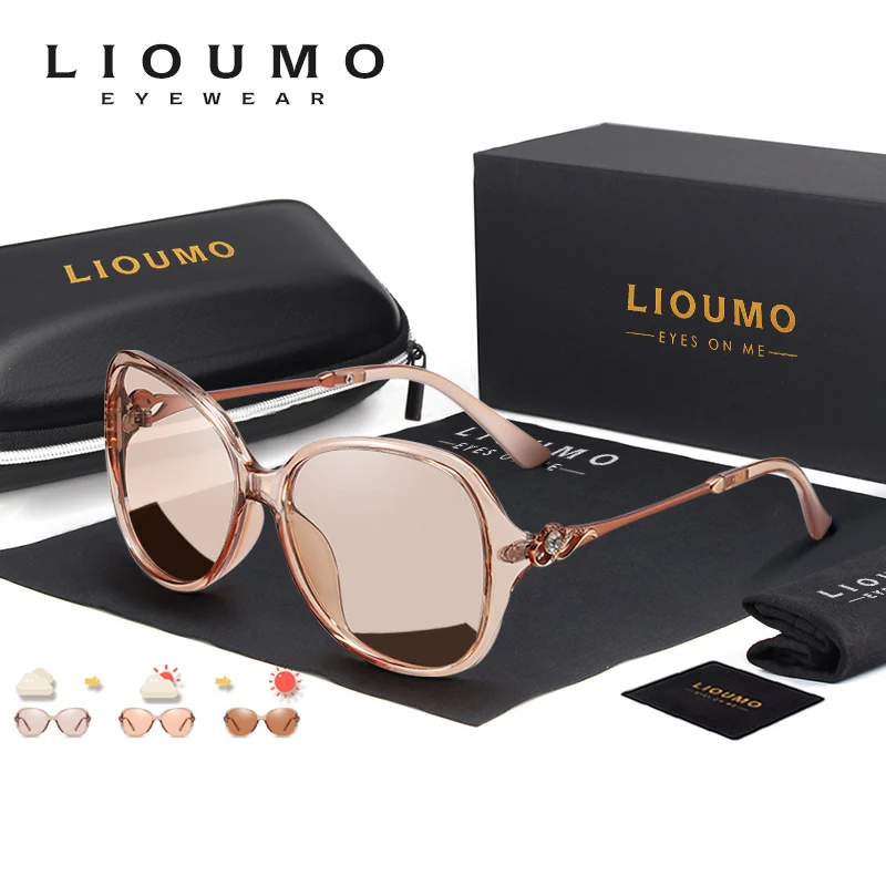 

LIOUMO Fashion Sunglasses Polarized Women Photochromic Glasses Anti-Glare Female Chameleon Eyewear UV400 lunette de soleil femme