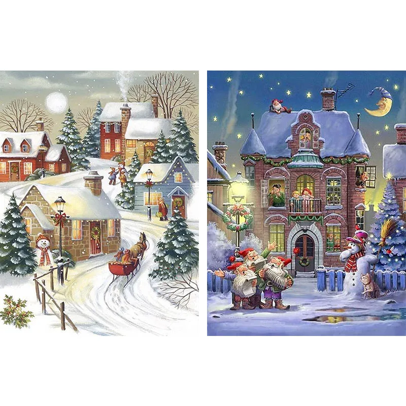 

Full Square Diamonds 5d Mosaic Painting Santa Claus Diamond Embroidery Christmas Landscape Day Night Handmade Cross-stitches C2