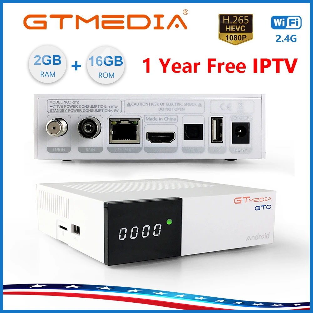 Freesat/GTmedia GTC спутниковый ресивер android 6,0 DVB-S2/T2/C ISDB-T поддержка 4 K/3D/H.265/MPEG-4 фильмы встроенный Wifi с IPTV
