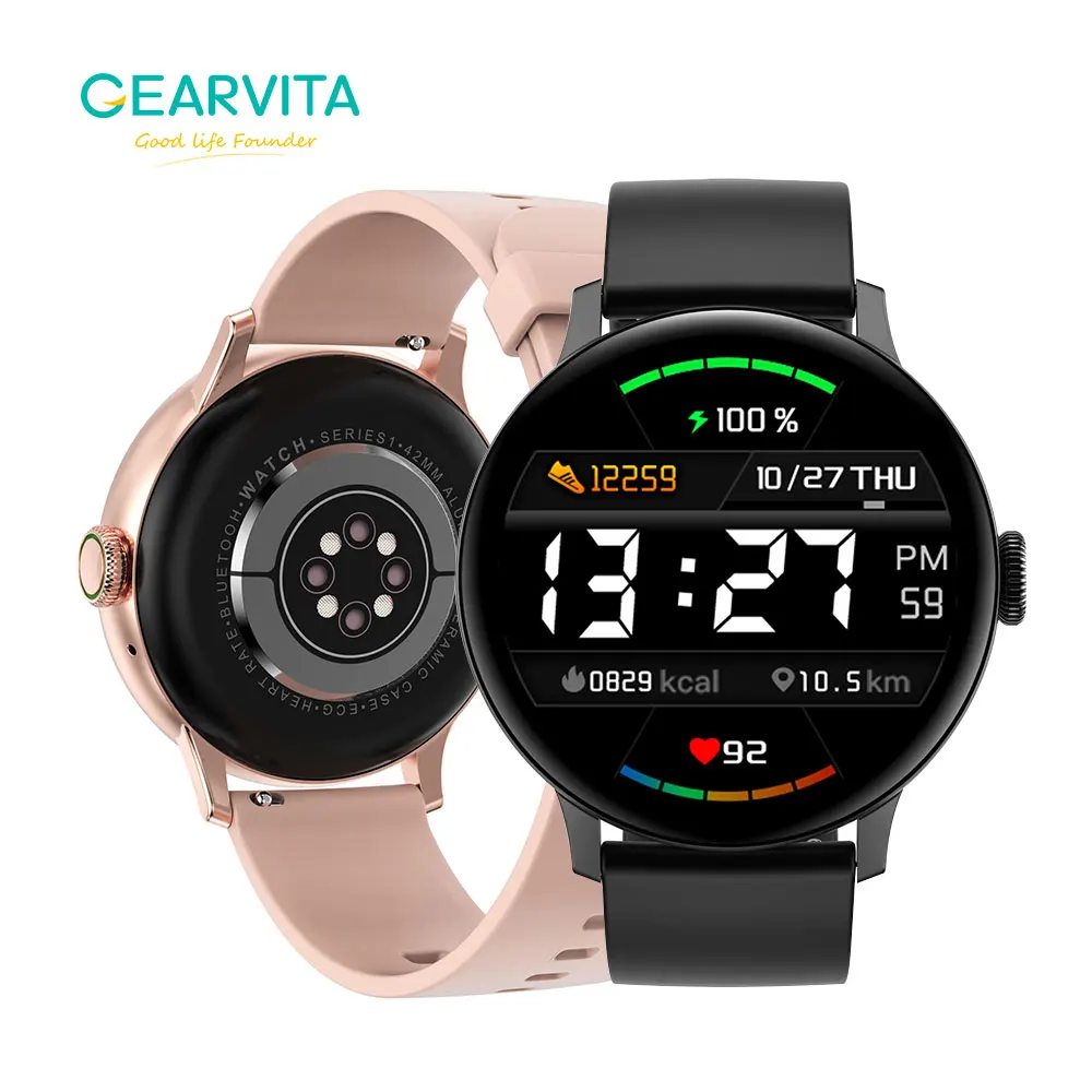 

Смарт-часы Gearvita для мужчин и женщин, водонепроницаемые IP68 часы с нажимным циферблатом, с монитором сна, с дистанционным управлением