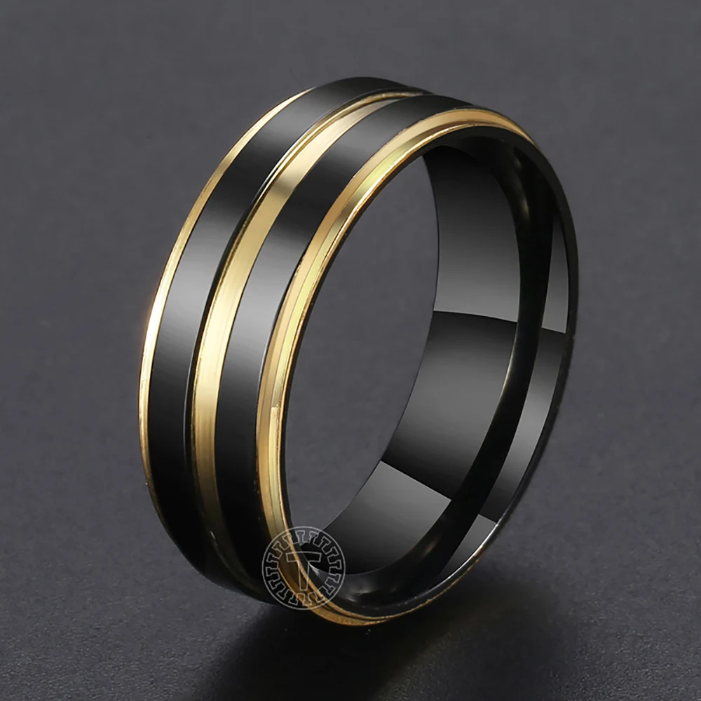 Мужское кольцо в полоску из нержавеющей стали 7 мм | Украшения и аксессуары