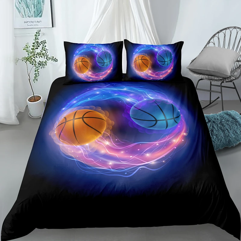 

3D Fire Basketball Single King Queen Size Bedding Set Sport Duvet Cover And Pillowcase Comforter Quilt Covers Bed Linen