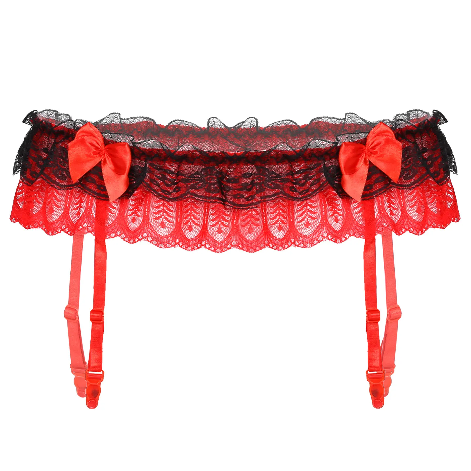 

Пояс для чулок мужской двухслойный, пикантный кружевной пояс, подвязка с бантом, сетчатый чулок, нижнее белье, фиксатор