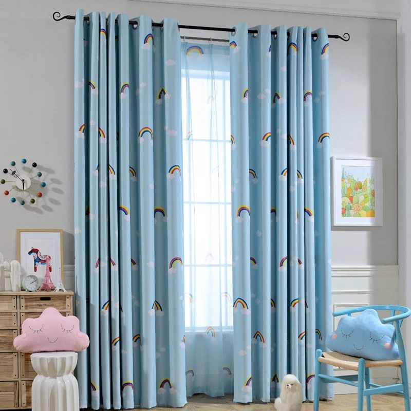 Голубого цвета с мультипликационным принтом Радуга Принт дети мальчики девочки