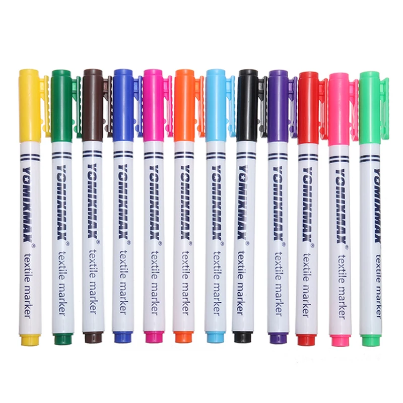 12 шт./компл. разноцветная ткань маркер для рисования Перманентная ручки сделай
