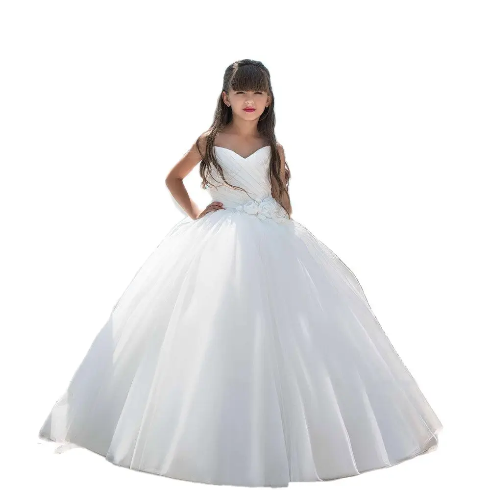 

Stunning Child Wedding Dress for Girls Aged 7 - 14 Years Beach Style Pageant Dresses Special Ocassion with Flowers